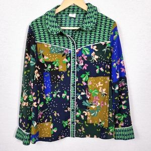 Cabi 5520 Bronco Blouse Multi Media Patchwork Button Down Top